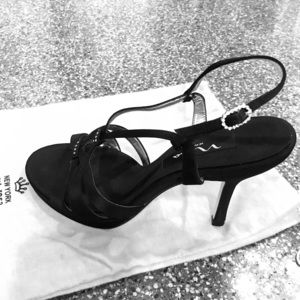 Nina NY Strappy Black Heel with crystal accents.